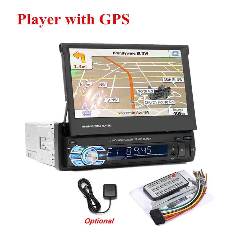 LTBFM 1din автомобильный проигрыватель с радио и GPS " HD выдвижной сенсорный экран автомобиля стерео Универсальный авторадио FM видео плеер MP5 Bluetooth USB - Цвет: Only player