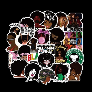 

50PCS/lot Inspirational Black Girl Melanin Poppin Sticker For DIY Laptop Phone Guitar Suitcase Luggage Skateboard Stickers