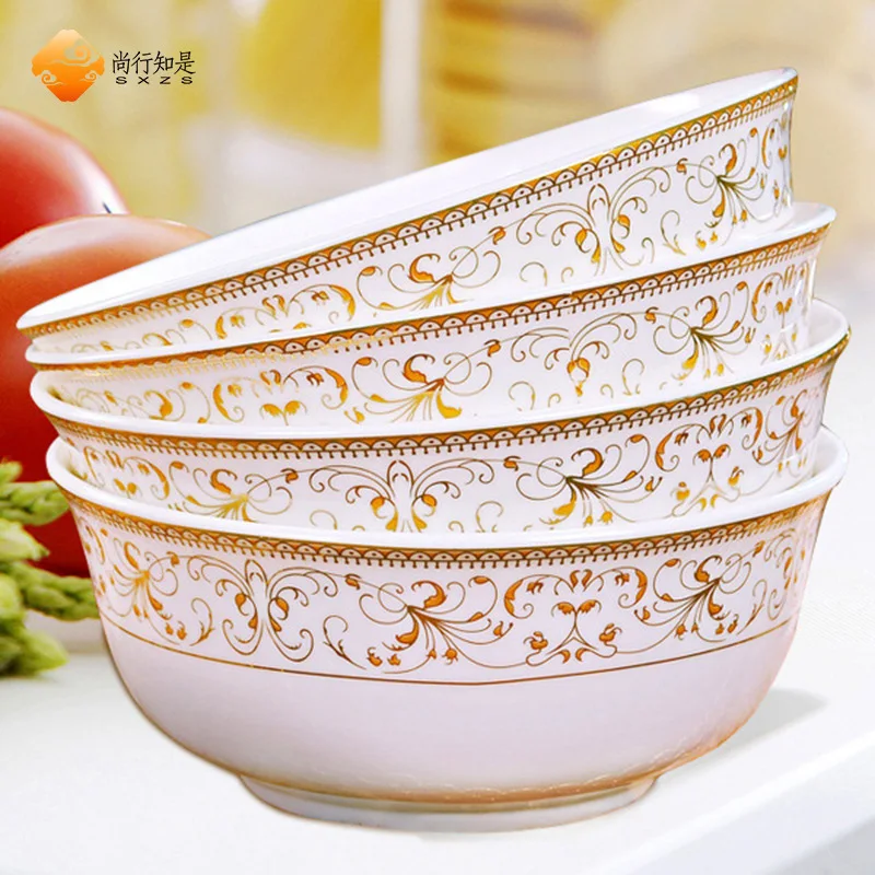 

Jingdezhen Ceramic Bowl Phnom Penh Leveling Feet Heat Resistant Rice Bowl Tableware Housewarming Wedding Gift Wholesale Customiz