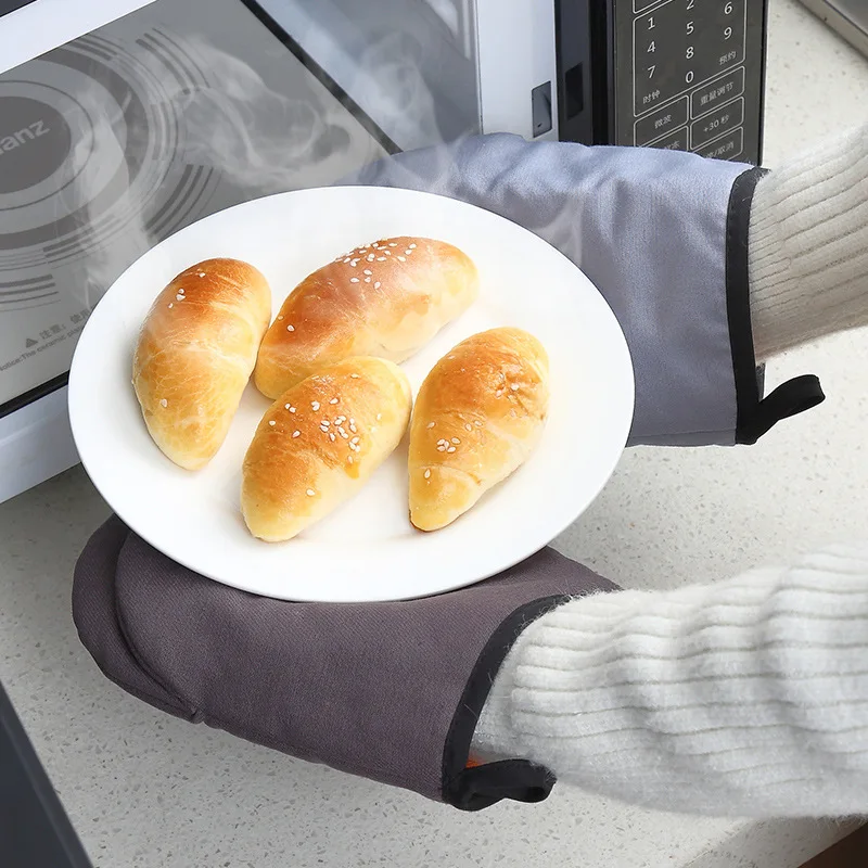 1 pair Single Oven Glove Heat Resistant Thick Insulated High-temperature Resistant Household Kitchen Microwave Oven Bakery