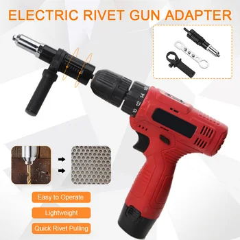 

Electric Rivet Nut Gun Riveting Tool Cordless Riveting Drill Adaptor Insert Nut Riveting Drill Adapter 2.4mm-4.8mm Power Tools