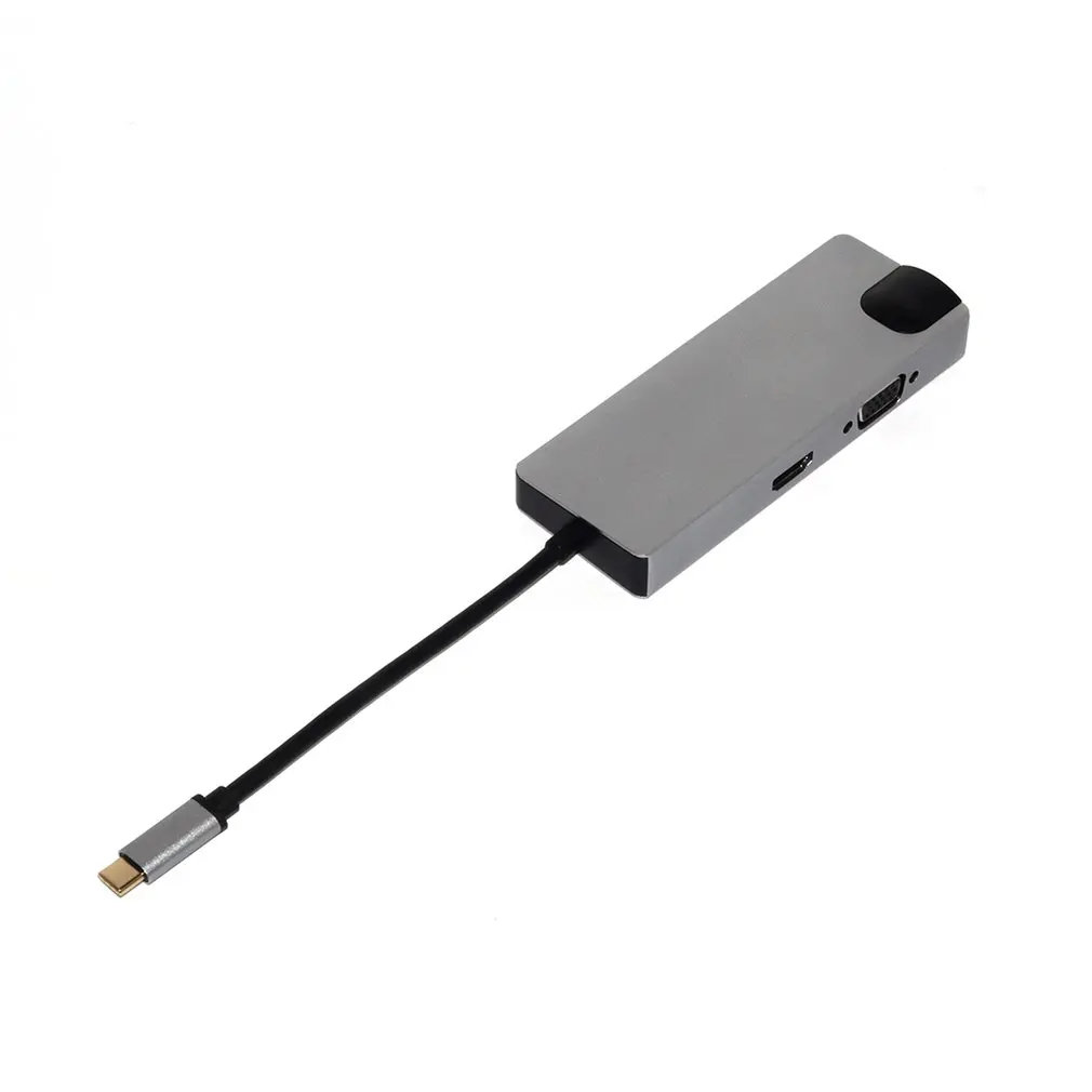 8 в 1 type C к 2USB SD Micro SD LAN VGA HDMI usb-c переходник концентратор Расширение PD зарядная док-станция 1000 Мбит/с Rj45 OTG дисплей