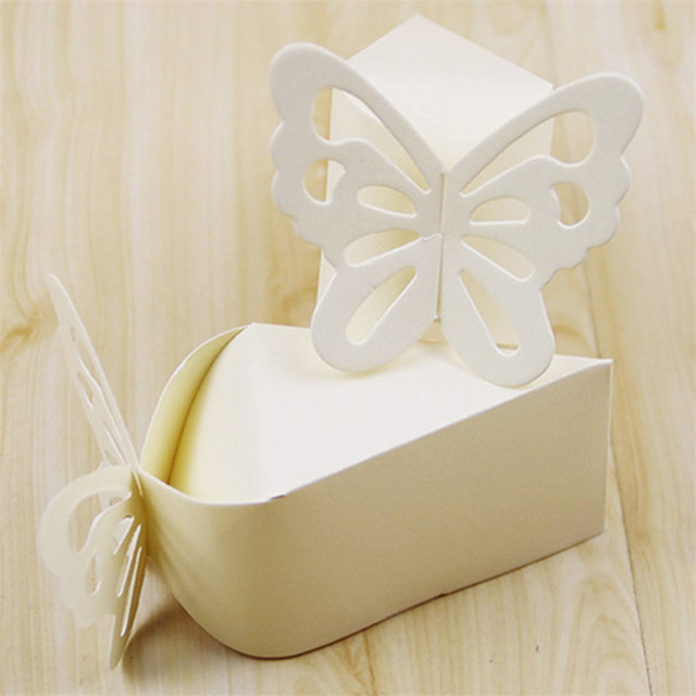 Butterfly Favor Dragees Candy Gift Boxes Carton Chocolate Cake Style Deco Mariage Wedding Party Flower Packaging Bags