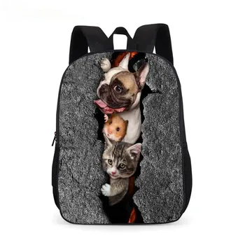 

3D printed puppy pattern school bag, this is a fun school bag, suitable for 16-inch pupils, children, boys, teenagers