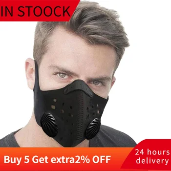 

Cycling Half Face Mask PM2.5 Filter Two Exhale Valves Ski Dustproof Anti Pollution Smog Face mask Sport Cover Shieldкороновирус