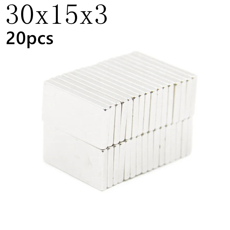

Strong Block Neodymium Magnets 30x15x3mm N35 Rare Earth NdFeB 20pcs 30x15x3 Permanent Powerful Magnetic Bar Magnet