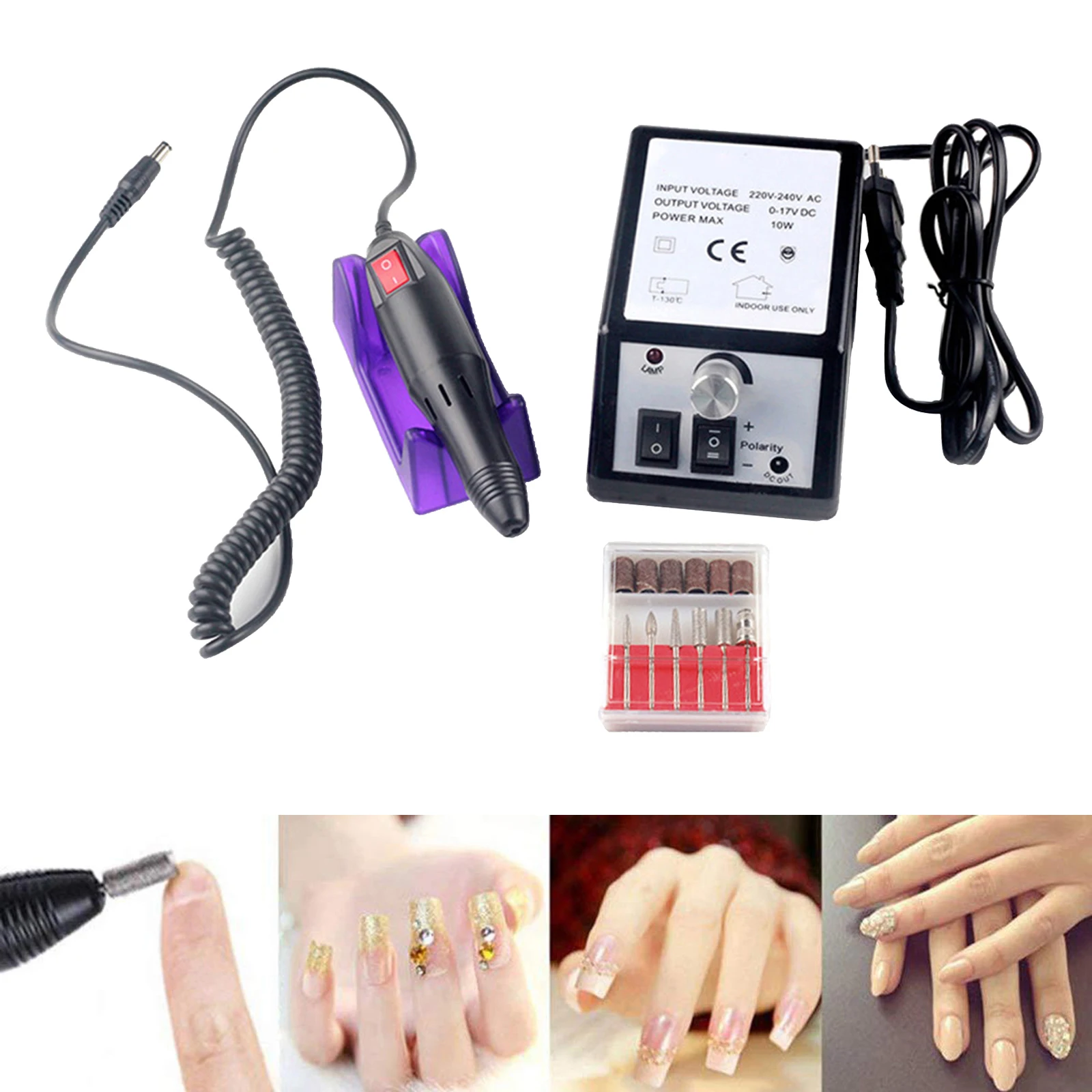 Electric Nail File Drill Acrylic Pedicure Manicure Salon Machine Tools Black Electric Nail Drill Bits Set Machine