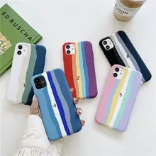 

50pcs/Lot Rainbow Liquid Silicone Phone For iPhone 13 12 Mini 11 Pro XR XS Max X 7 8 Plus Silky Gel Rubber Soft Touch Cover