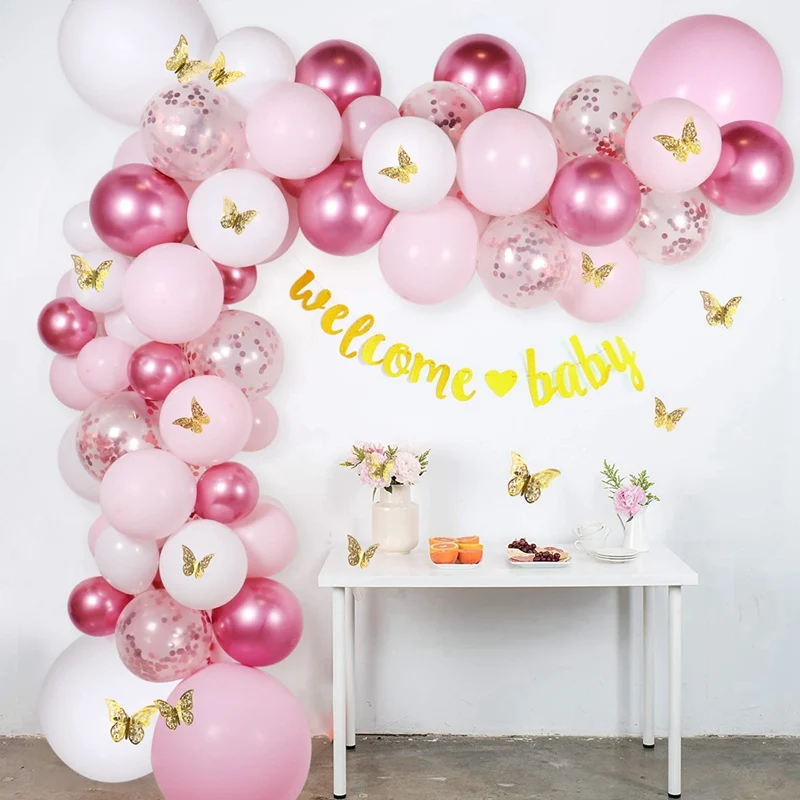 Princess Pink Gold Baby Shower Decorations  Pink Birthday Decorations Party  - Pink - Aliexpress