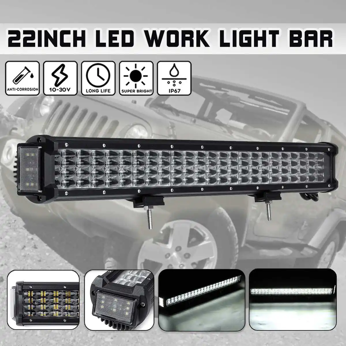 

22Inch 112W IP67 LED Work Light Bar Combo Driving Lamp Offroad SUV ATV UTV 4WD fit 12V/24V vehicles