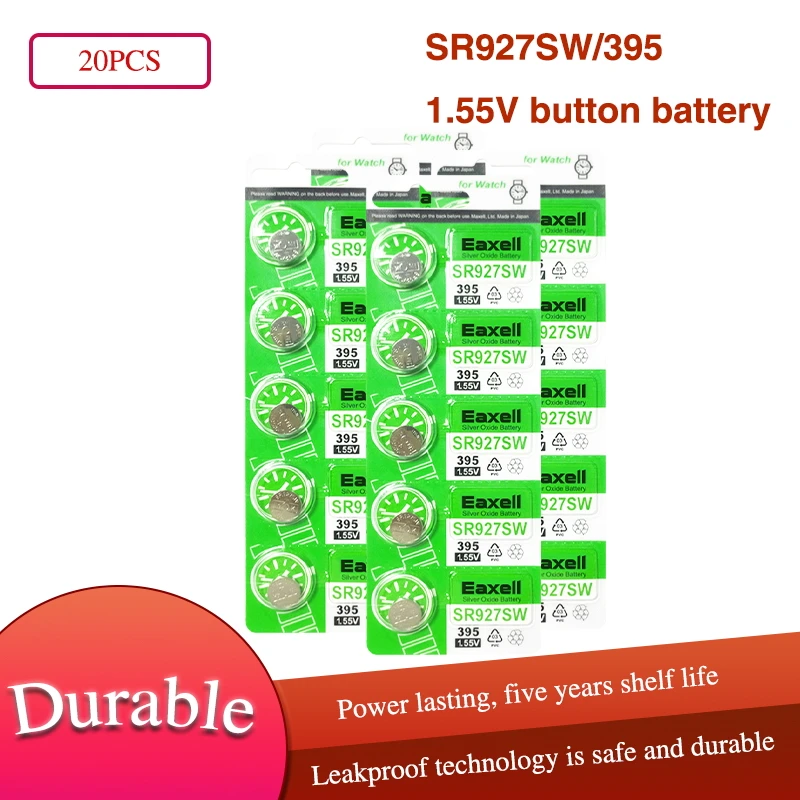 20 шт. 395 SR927SW 399 SR927W AG7 LR927 1 55 в батарея для часов серебряная оксидная кнопка