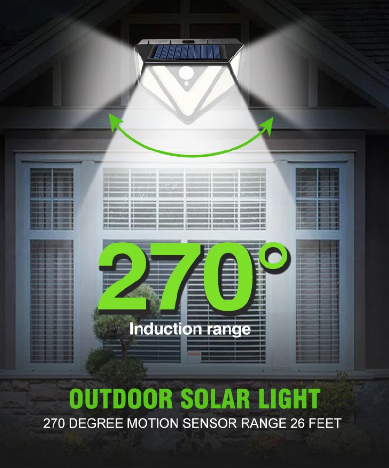 Resistência à Água Modos sem Fio Luz de Parede com Sensor de Movimento Ângulo de 166 ° de Led Solar Ip65 3 Luz 9 resistência à água ip65, 3 modos, sem fio, luz solar