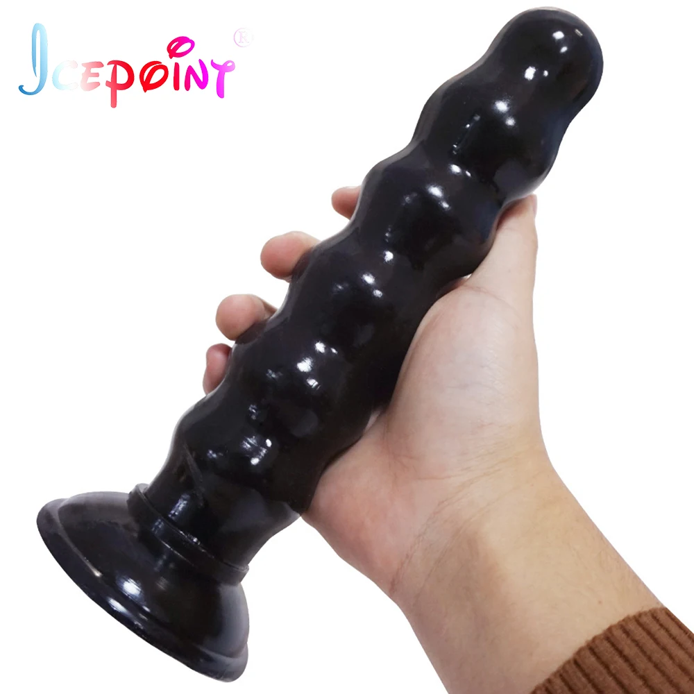 ICEPOINT 9 Inches Flexible Anal Beads with Sucker Sex Products Anal Sex Toys for Adult Good Quality Silicone Large Butt Plugs