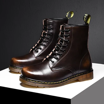 

Autumn/Winter Men Vintage Boots Inside Fur Work Boot for Mens Hidden Heel Men Boots High Quality Leather Boots Man Big Size Shoe