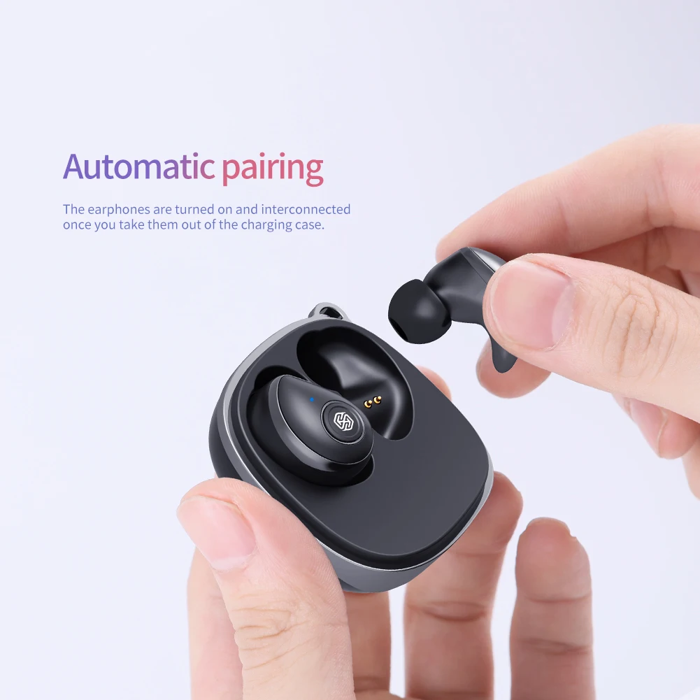 NILLKIN TWS Bluetooth 5,0 настоящие Беспроводные наушники IPX5 Спортивная головка набор стерео Авто пара 5 часов воспроизведения зарядный чехол