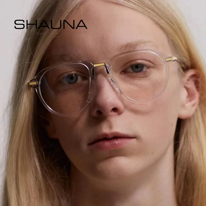

SHAUNA Anti-Blue Light Fashion Pilot Eyeglasses Frame Women Optical Glasses Frame Men