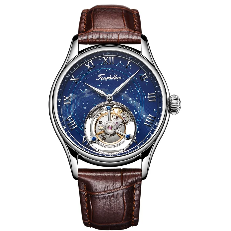 Tourbillon GUANQIN, новинка, мужские часы, настоящая Tourbillon, часы, Топ бренд, Роскошные, ручная работа, механические часы, Relogio Masculino - Цвет: C