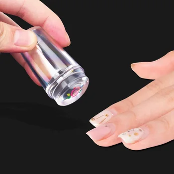 

Nail Art Templates Clear Jelly Silicone Nail Stamping Plate Scraper with Cap Transparent Nail Stamper Nail Art