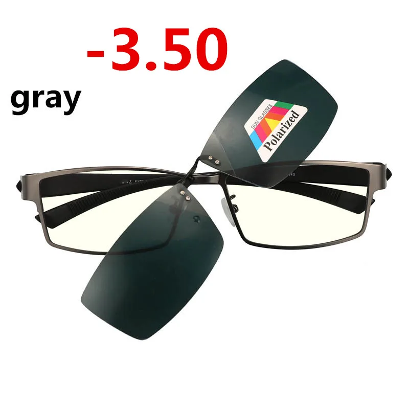 Клипса солнцезащитные очки из нержавеющей близорукости очки для компьютера мужские очки с прозрачными защитными стеклами очки анти синий луч Оправа очков-1,0 очки-1-2-3 - Цвет оправы: gray-3.50
