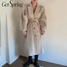 Getвесна, Женское шерстяное пальто, в клетку, с длинным рукавом, зимняя, шерстяная куртка, однобортная, с пышными рукавами, Свободное пальто, осень, зима, новинка