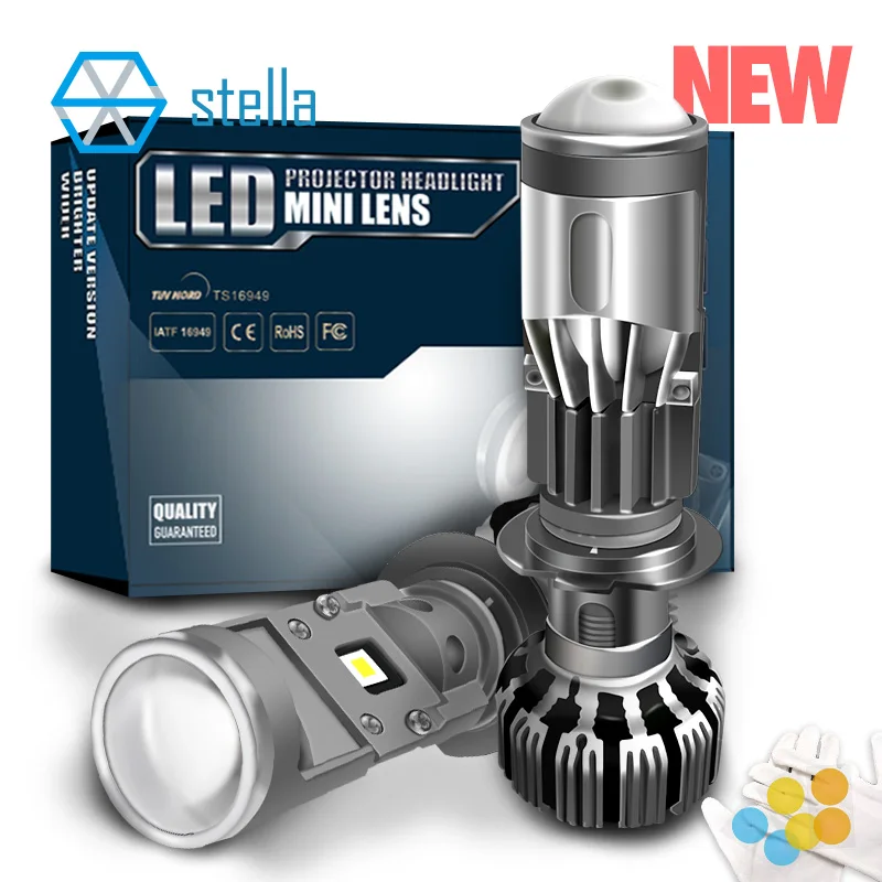 Ceny H7 H4 LED motocykl reflektor samochodowy mini obiektyw projektor 3000k 4300k 6000k 8000k super turbo led żarówka 55W hi low auto ice light