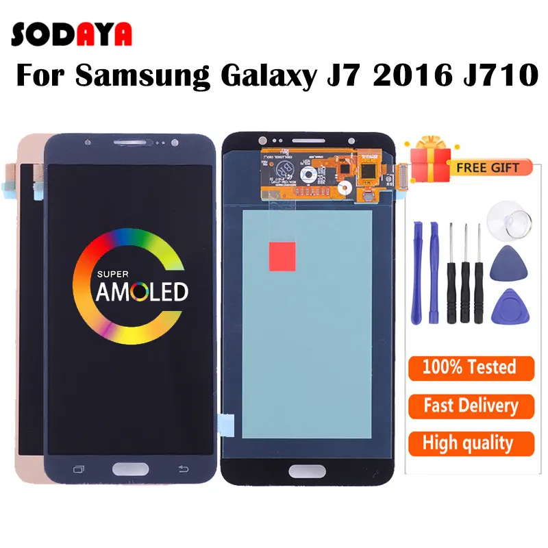 Супер AMOLED для Samsung Galaxy J7 2016 дисплей J710 SM-J710F J710M J710FN ЖК-дисплей с сенсорным экраном