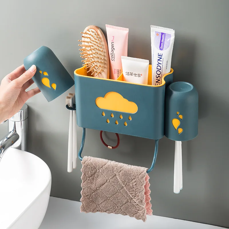  Multipurpose Toothbrush Holder Toothpaste Cosmetics High Capacity Storage Bathroom Accessories Home
