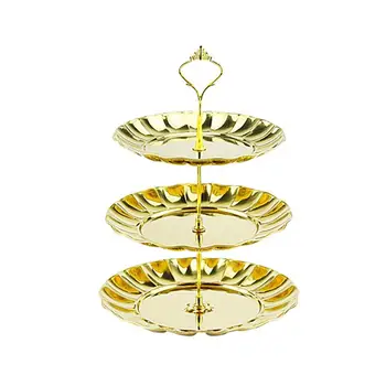 

High Quality Gold Siliver Three-layer Fruit Plate Cake Stand Dessert Vegetable Storage Rack