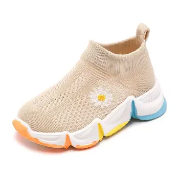 

Toddler baby children mesh soft-soled sneakers sneakers color-block knitted jumpers breathable fly-woven sports casual shoes