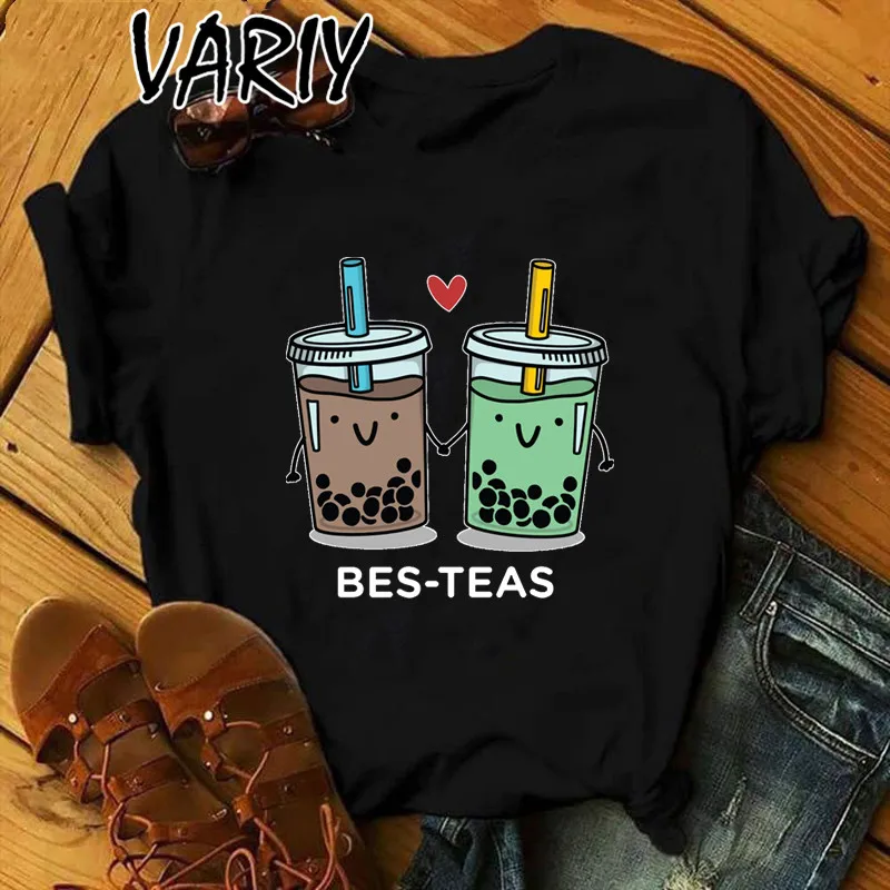 Kawaii забавная футболка из пузырчатого чая женские топы в стиле Харадзюку Y2K Милая