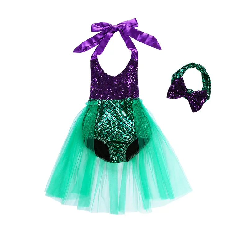 Vestido de sereia infantil, verão, praia, halloween, roupa amarela, festa  de piscina, roupa de banho - AliExpress