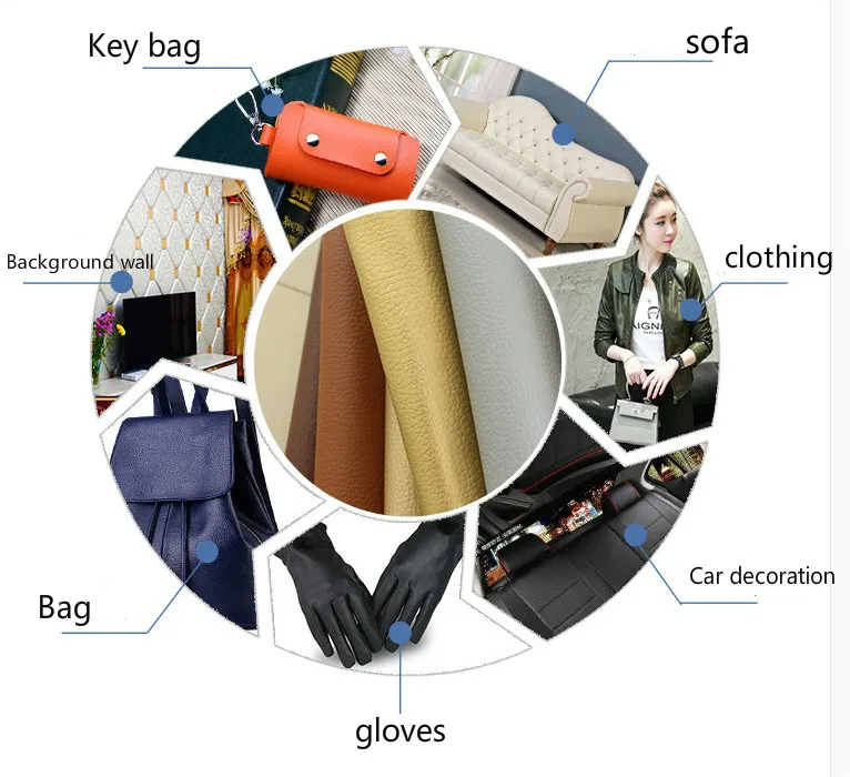 Litchi PU Leather Vinyl Fabric Faux Leatherette For Earring Sewing Clothing DIY Bow Decor Waterproof Handmade Material Roll