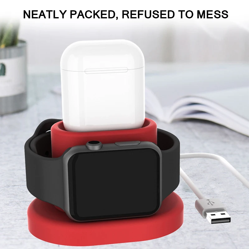 2 в 1 зарядная док-станция силиконовый держатель для Apple Watch/Airpods зарядная подставка для Apple Watch Series 4/3/2/1 маленький держатель