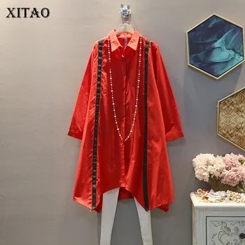 

XITAO Irregular Women Blouse Fashion New 2020 Spring Elegant Single Breast Hit Color Small Fresh Causal Loose Shirt DMY2955