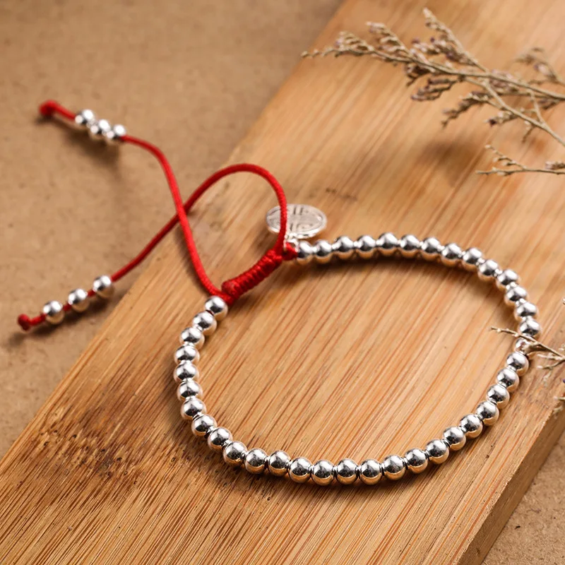 LKO New Popular S925 Sterling Silver Lucky Red Rope Bracelet For Man&Women Female Bracelet Free Shipping Best Gift For Girl - Image 2