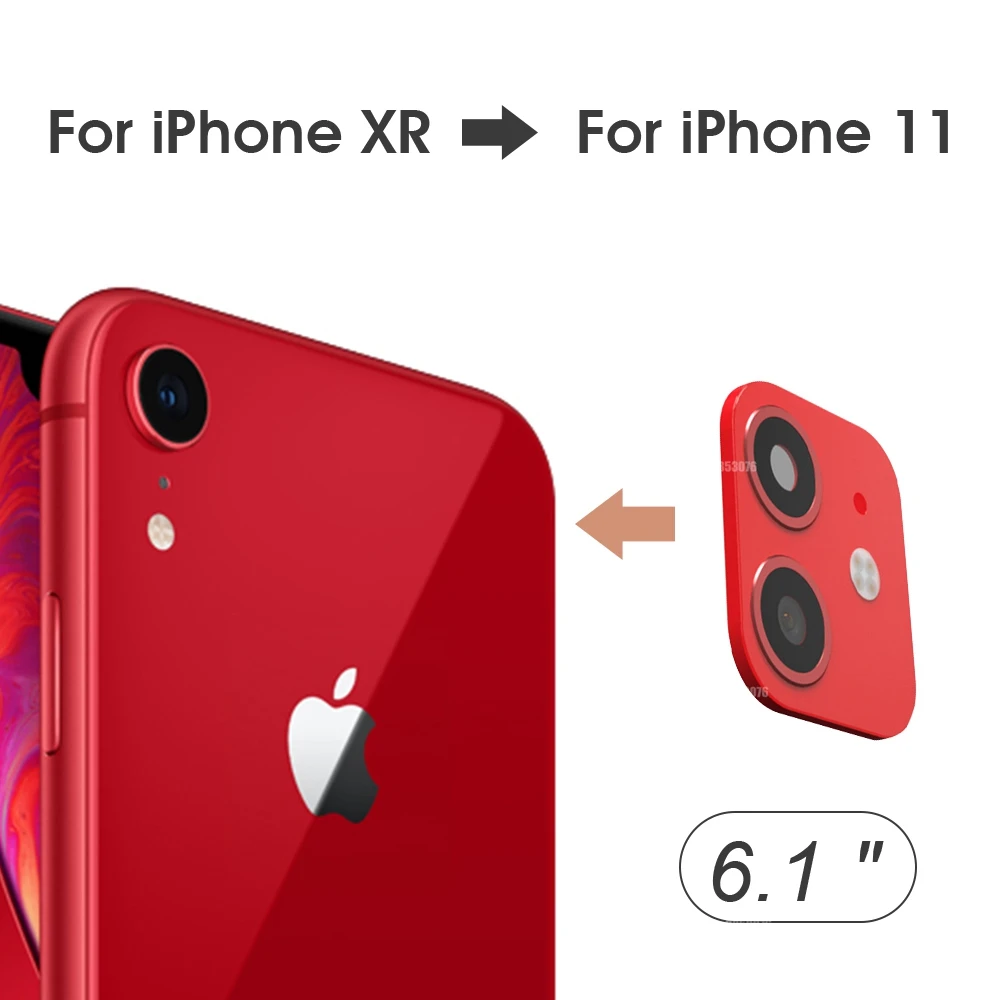 Для iphone XR X XS Max объектив камеры защитное покрытие из закаленного стекла секундная Замена для iphone 11 Pro Max чехол поддельные наклейки для камеры - Цвет: red for xr