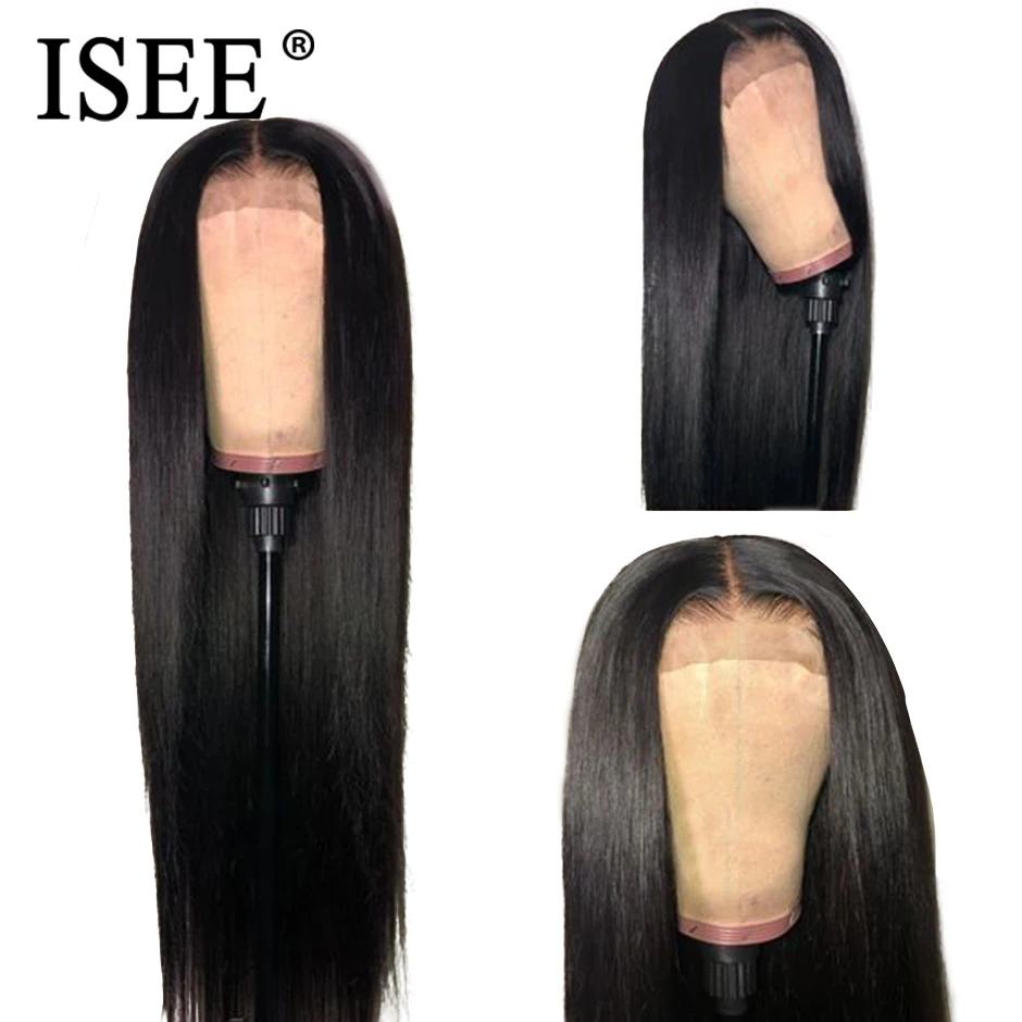 26 дюймов прямые синтетические волосы Синтетические волосы на кружеве парики для чернокожих Для женщин ISEE 24 дюймов парики 13X4 Реми 150%