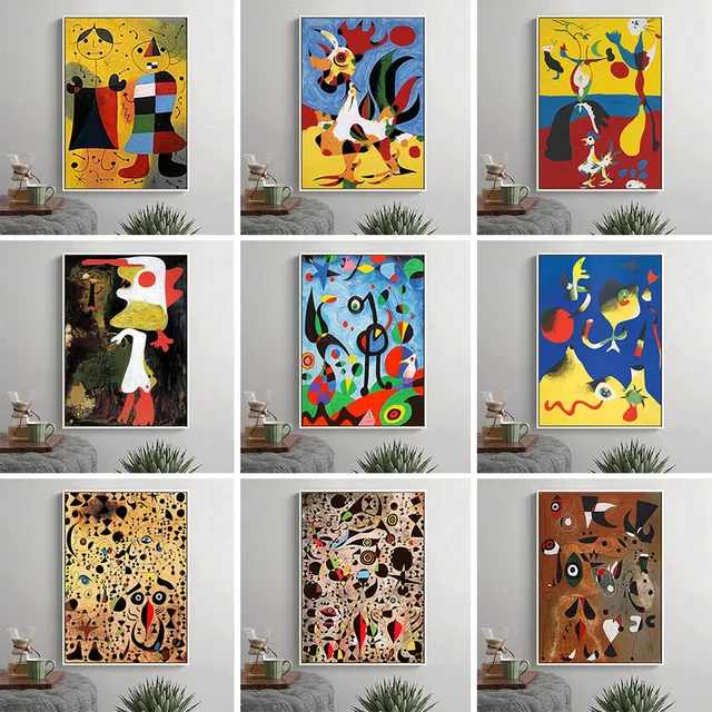 Abstract Paintings by Joan Miro Printed on Canvas