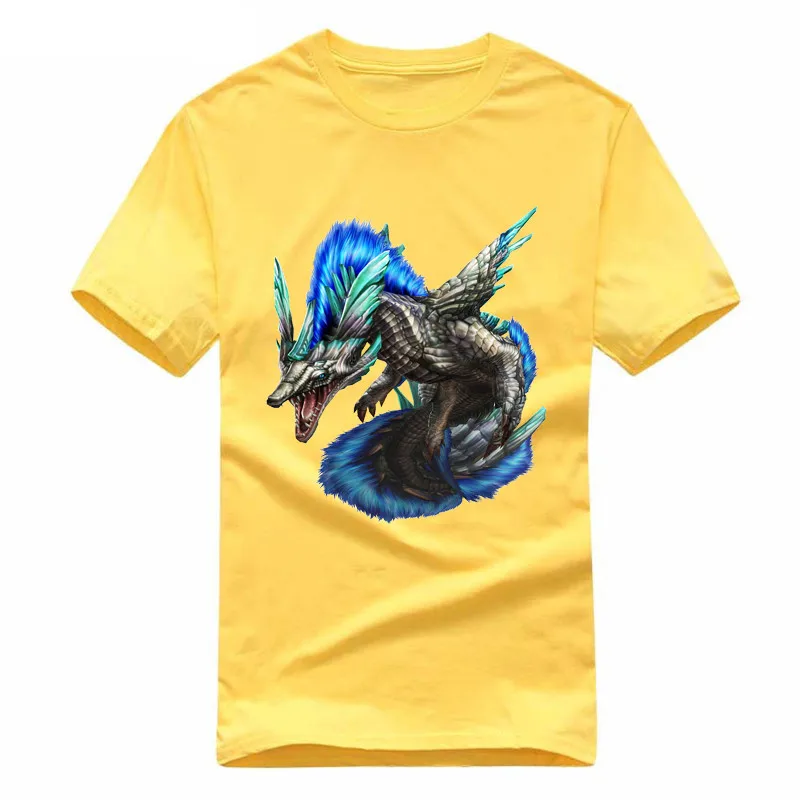 Color dragon Printed T Shirts Streetwear Personality monster 2019 Hip Hop Chinese Character Casual Short Sleeve Tops Tees Men Ts