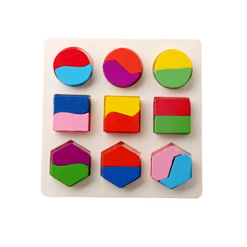 1 Set Baby 3D Wooden Puzzles Toy Learning Geometry Color Cognition Montessori Educational Kids Toys for Children Play Games Gift|wooden puzzle
