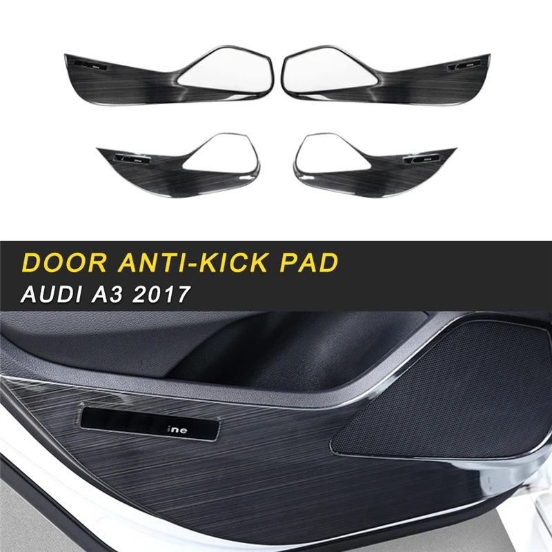 

Door Protector Cover Automobile Anti-Kick Pad Trim Frame Sticker Chrome Interior Accessories for Audi A3 2017-2019 Car