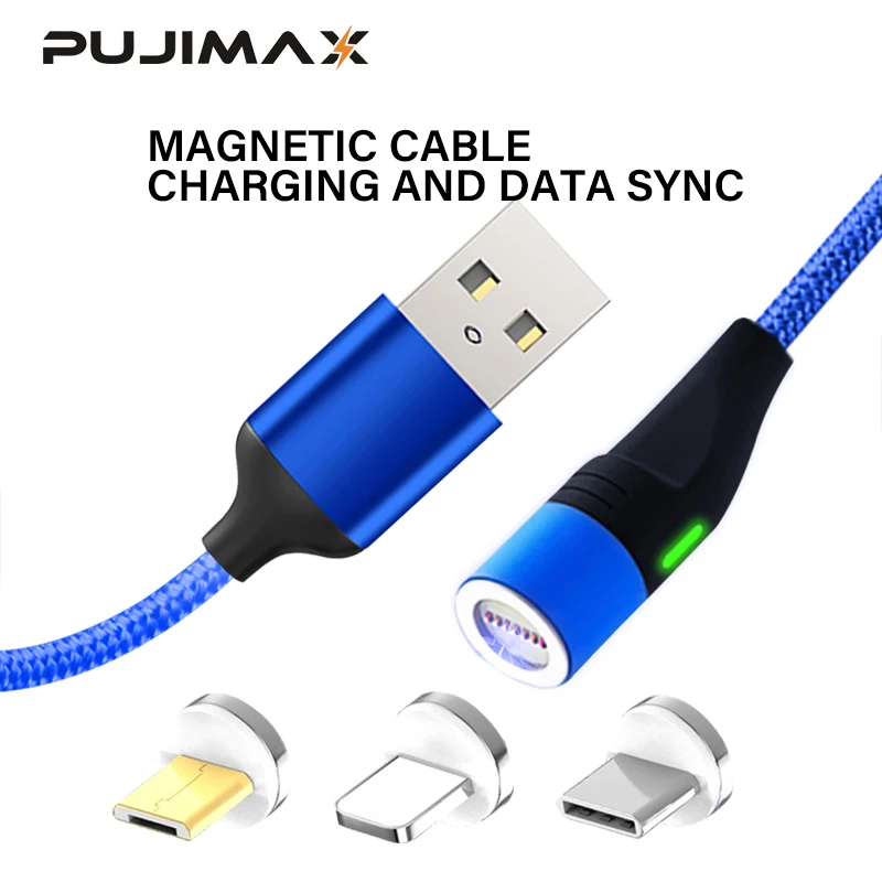 

PUJIMAX Magnetic Micro USB Cable For iPhone Samsung Type-c Charging Charge Magnet Charger Adapter USB Type C Mobile Phone Cables