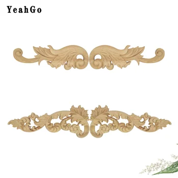 

Solid wood home decoration wood carving decal furniture decoration wood flower long wood applique wood decorative accessories