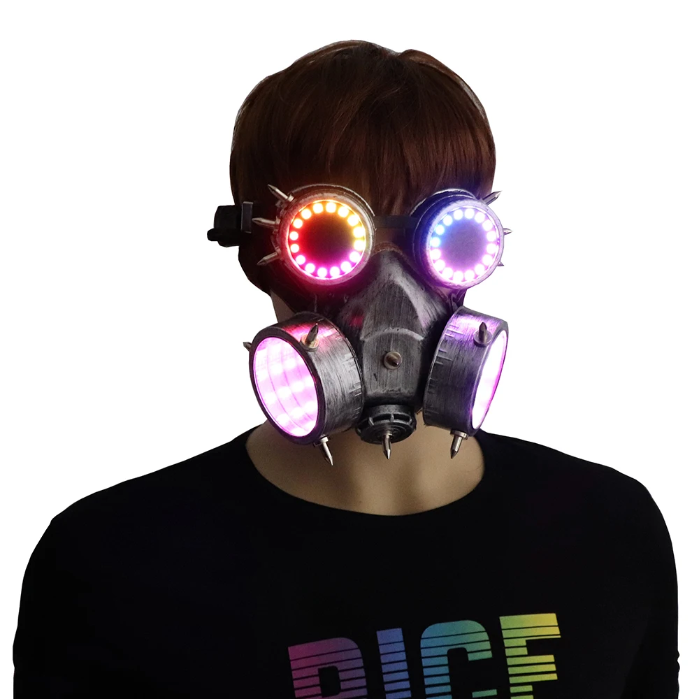 Pixel LED Glasses Mask Steam punk Goggles 366 Modes Tunnel