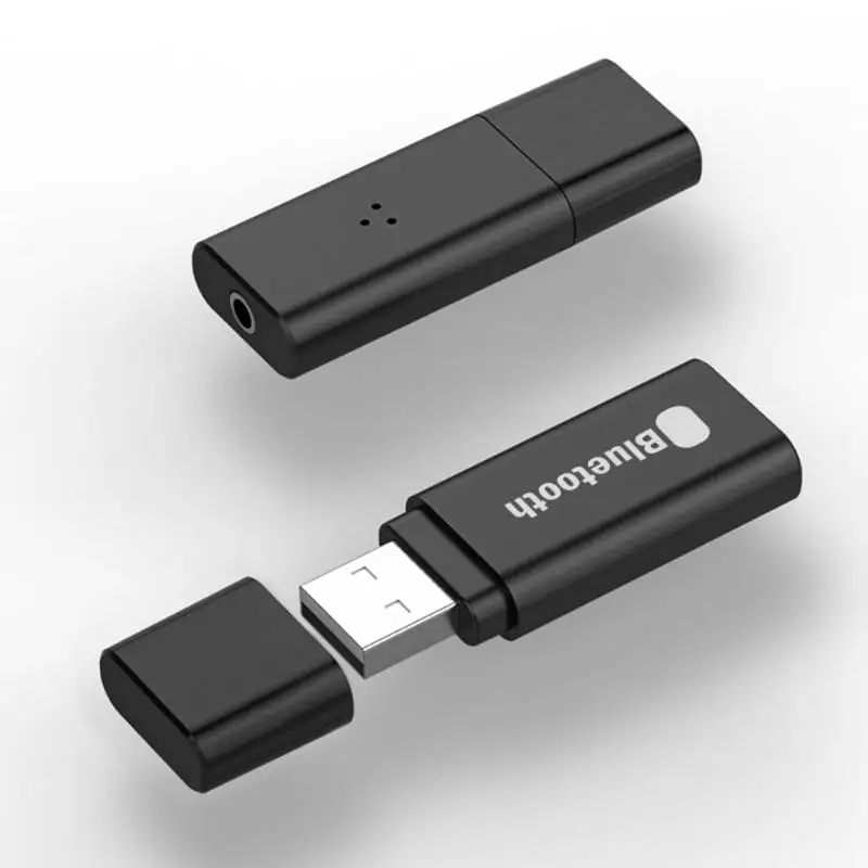 2 в 1 беспроводной Bluetooth аудио передатчик 3,5 мм разъем 100 Мбит/с USB приемник адаптер для дома и офиса 55x20x8 мм