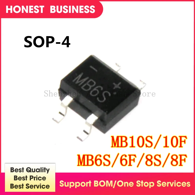 200 шт./лот MB6S MB6F MB8S MB8F MB10S MB10F MB-F SOP-4 SMD Выпрямительный диодный мост лучшего качества