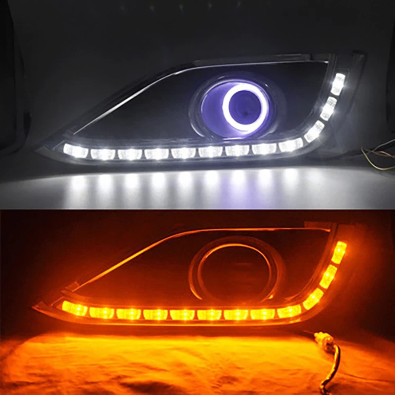2 шт. для Honda CR-V 2012- Светодиодный дневной ходовой светильник DRL Автомобильная противотуманная фара 6000K белый светильник желтый светильник