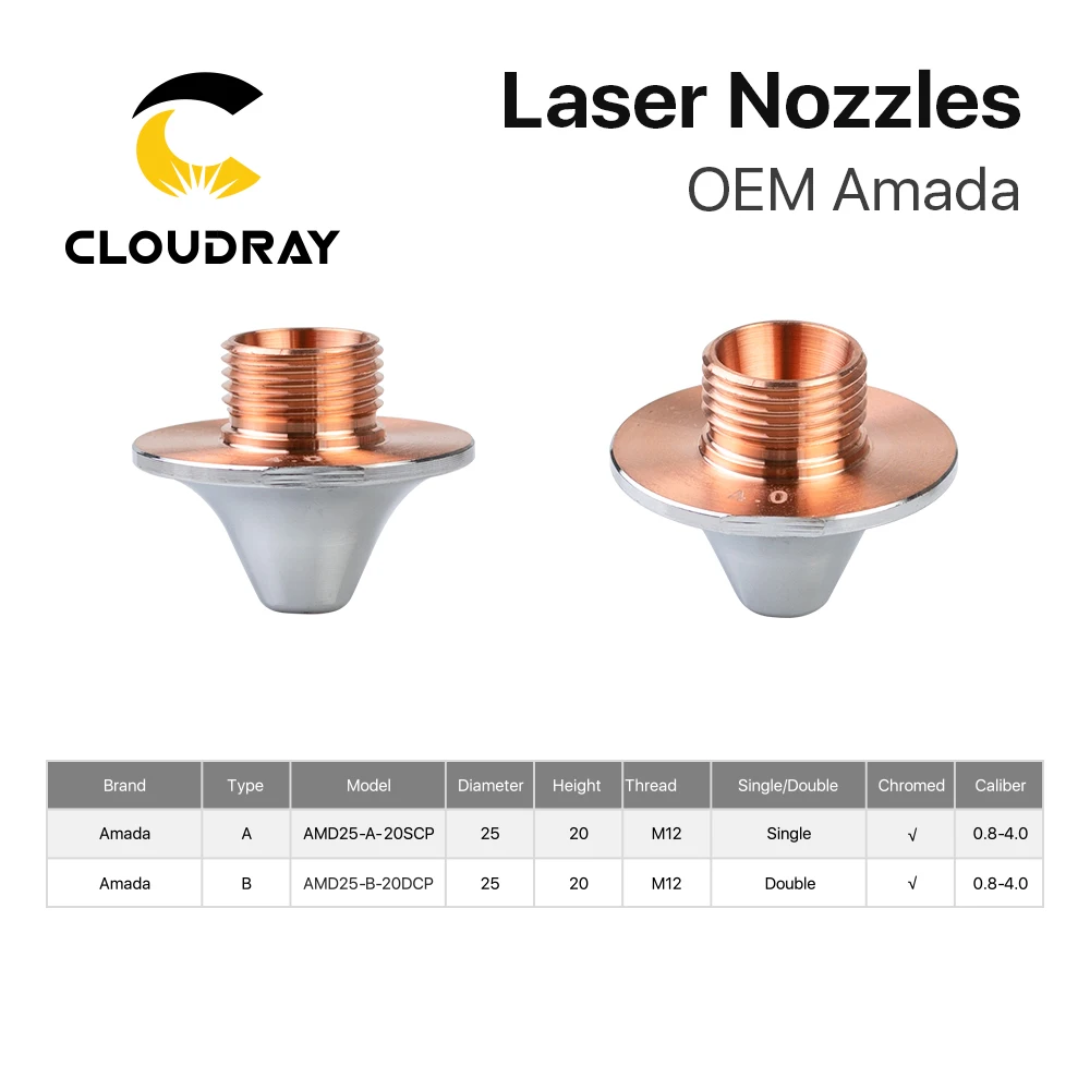 Однослойные двухслойные сопла Cloudray OEM Amada диаметром 25 мм Калибр H20 M12 0 8 4 для