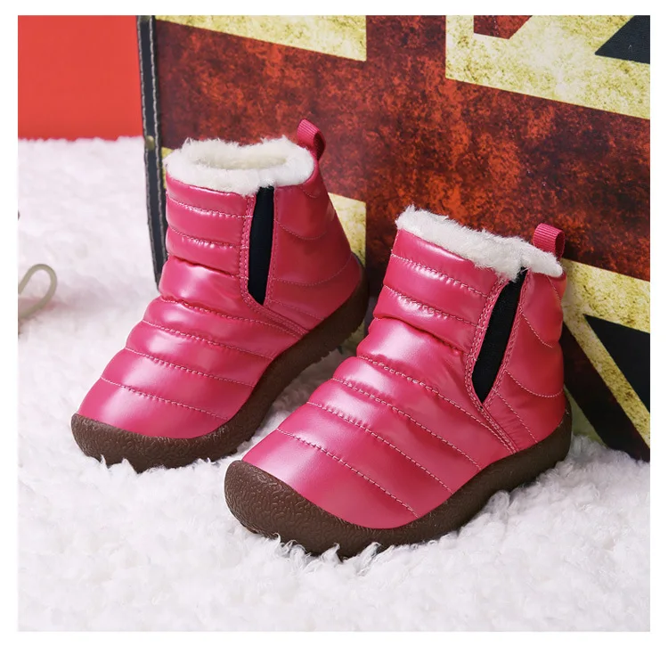 winter children's snow boots boys and girls waterproof ankle boots kids snow boots thick non-slip soft bottom