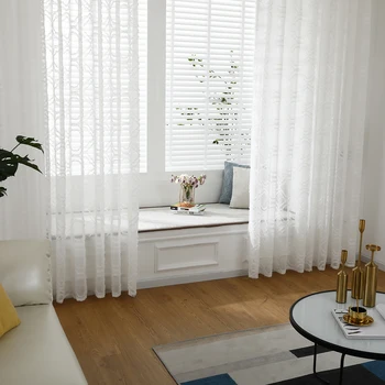 

3 Sizes Window Screening Drap Yarn curtain Tulle gauze cover eyelet window valance curtain voile living room Home Decor D30